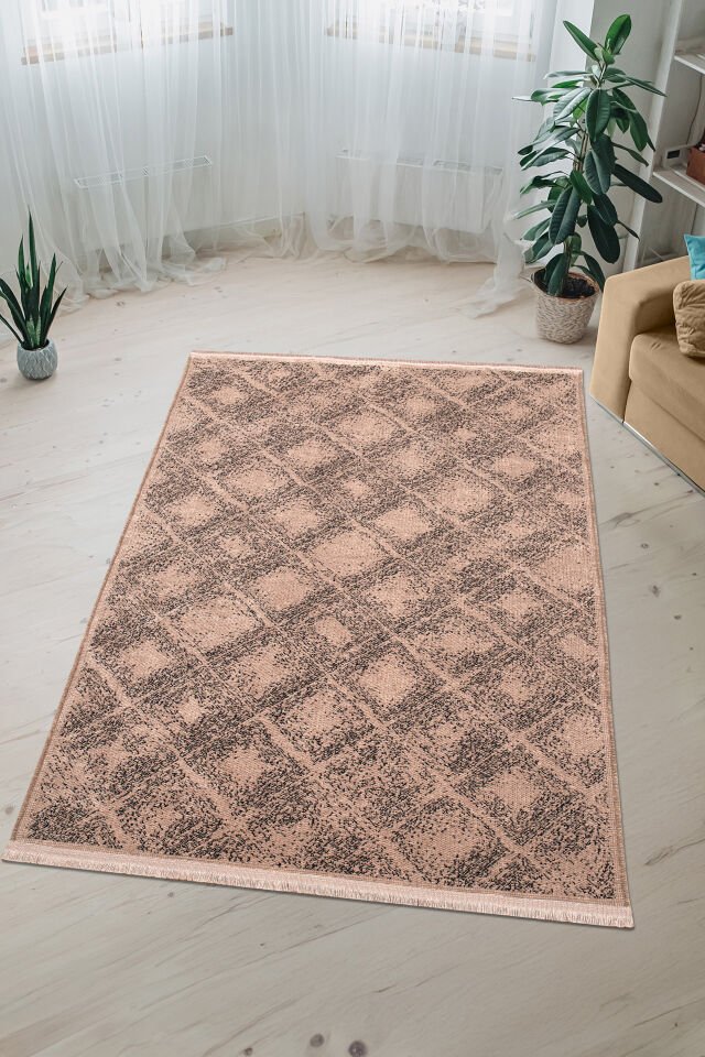Serelia Şönil Kilim Dokuma ve Kaymaz Taban Antialerjik Makinede Yıkanabilir Leke Tutmaz Halı Bej