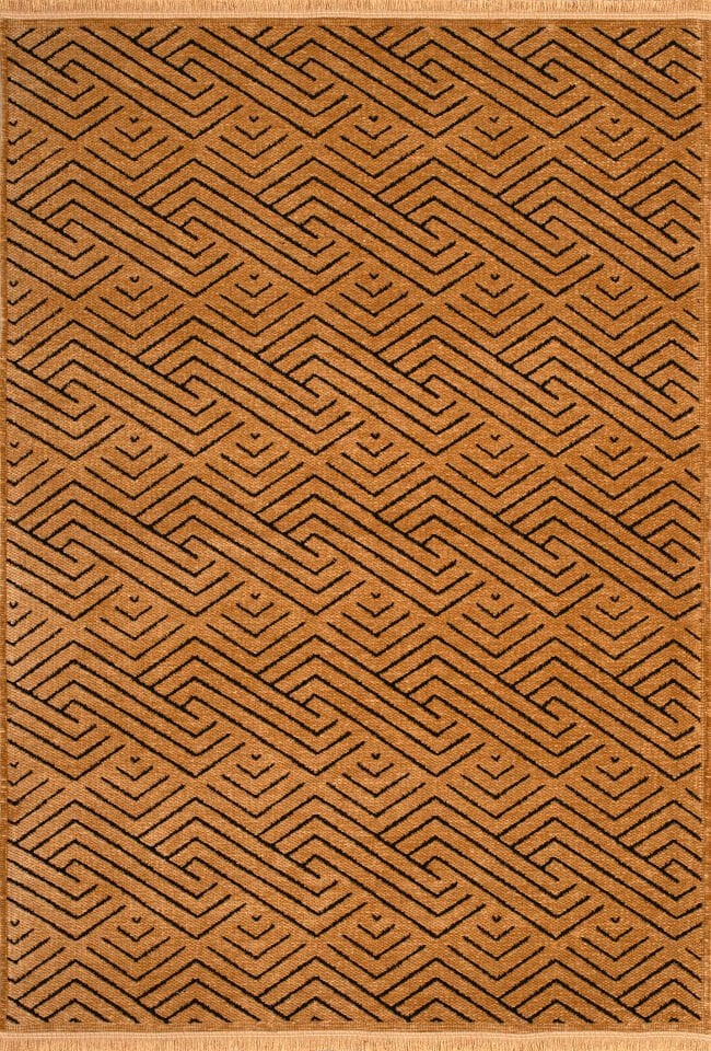 Serelia Şönil Kilim Dokuma ve Kaymaz Taban Antialerjik Makinede Yıkanabilir Leke Tutmaz Halı Hardal