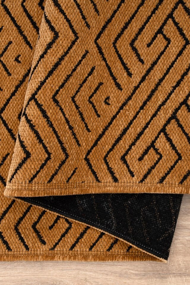 Serelia Şönil Kilim Dokuma ve Kaymaz Taban Antialerjik Makinede Yıkanabilir Leke Tutmaz Halı Hardal