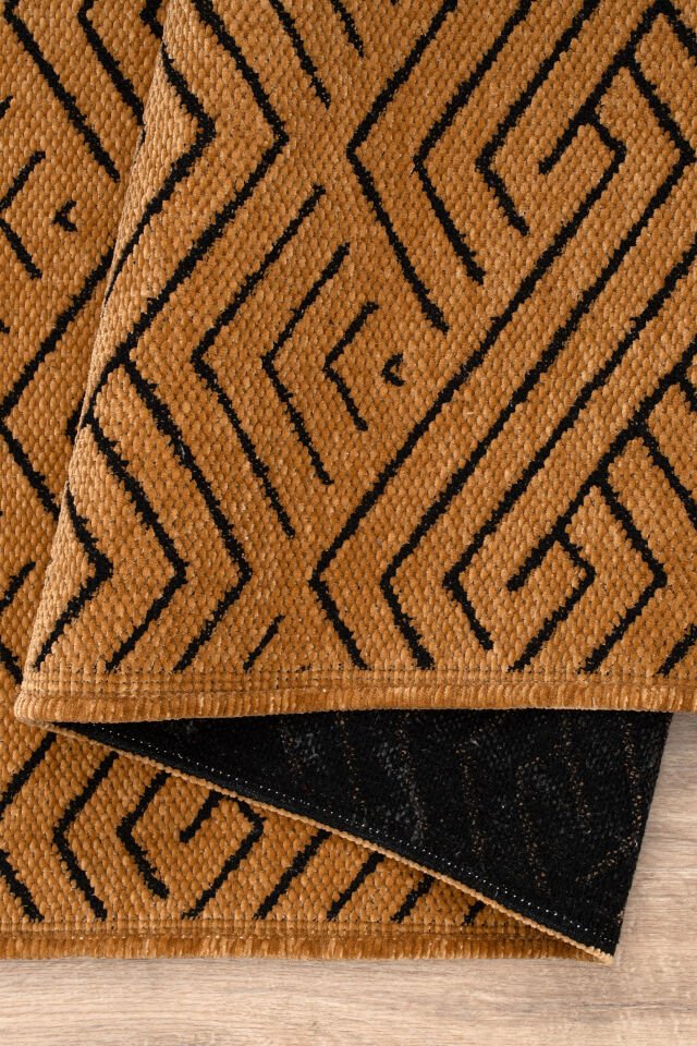 Serelia Şönil Kilim Dokuma ve Kaymaz Taban Antialerjik Makinede Yıkanabilir Leke Tutmaz Halı Hardal