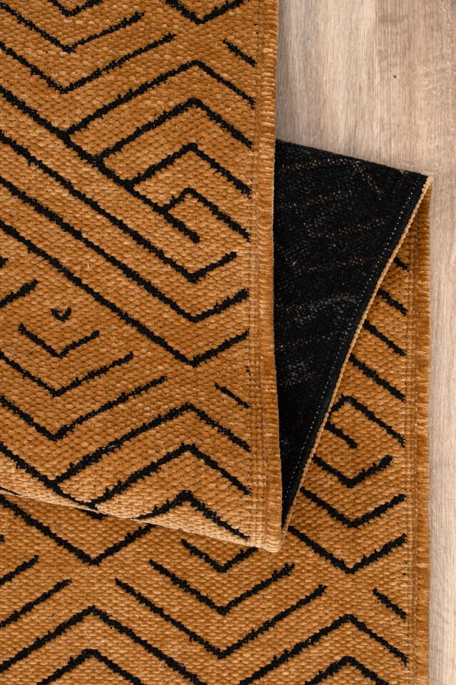 Serelia Şönil Kilim Dokuma ve Kaymaz Taban Antialerjik Makinede Yıkanabilir Leke Tutmaz Halı Hardal