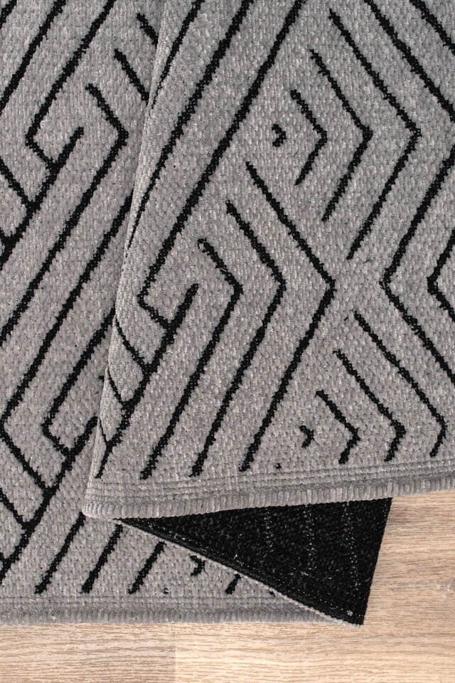 Serelia Şönil Kilim Dokuma ve Kaymaz Taban Antialerjik Yıkanabilir Leke Halı Gri