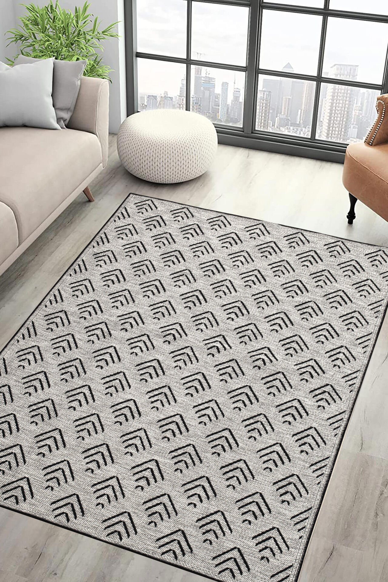 Senna Kilim Dokuma ve Kaymaz Taban Antialerjik Makinede Yıkanabilir Leke Tutmaz Halı Gri