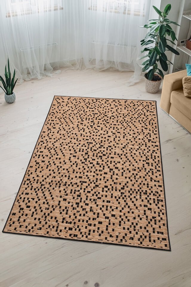 Senna Kilim Dokuma ve Kaymaz Taban Antialerjik Makinede Yıkanabilir Leke Tutmaz Halı Bej