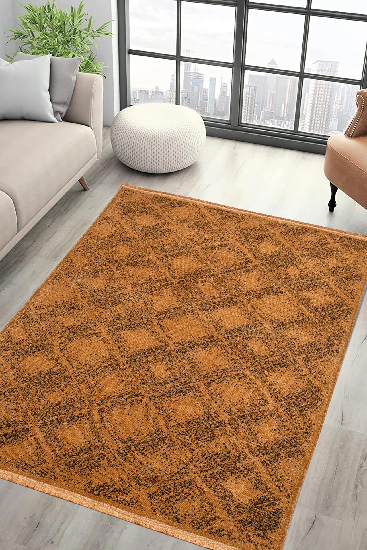 Serelia Şönil Kilim Dokuma Ve Kaymaz Taban Antialerjik Makinede Yıkanabilir Leke Tutmaz Halı Hardal